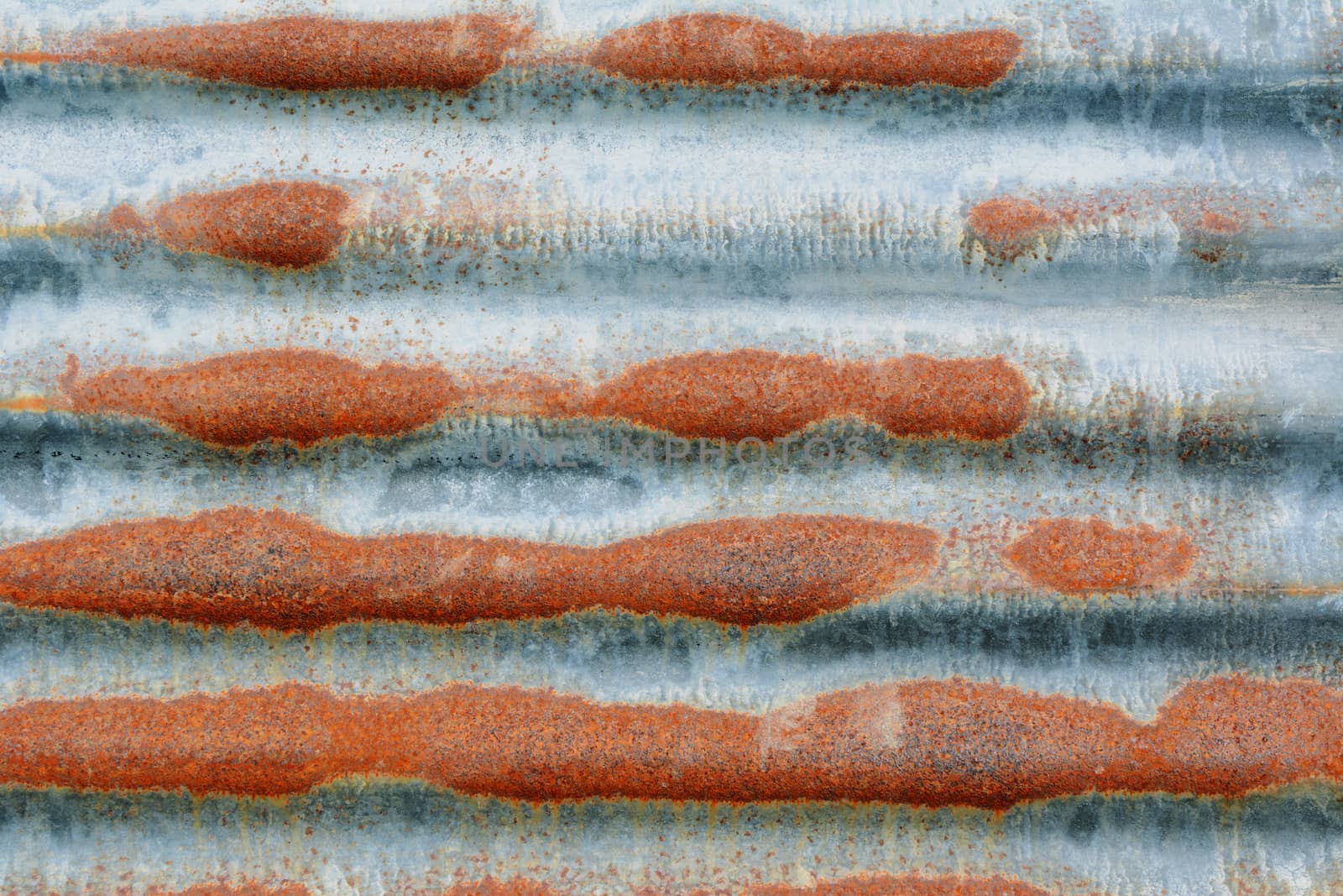 Rusty corrugated iron sheet as abstract horizontal background texture