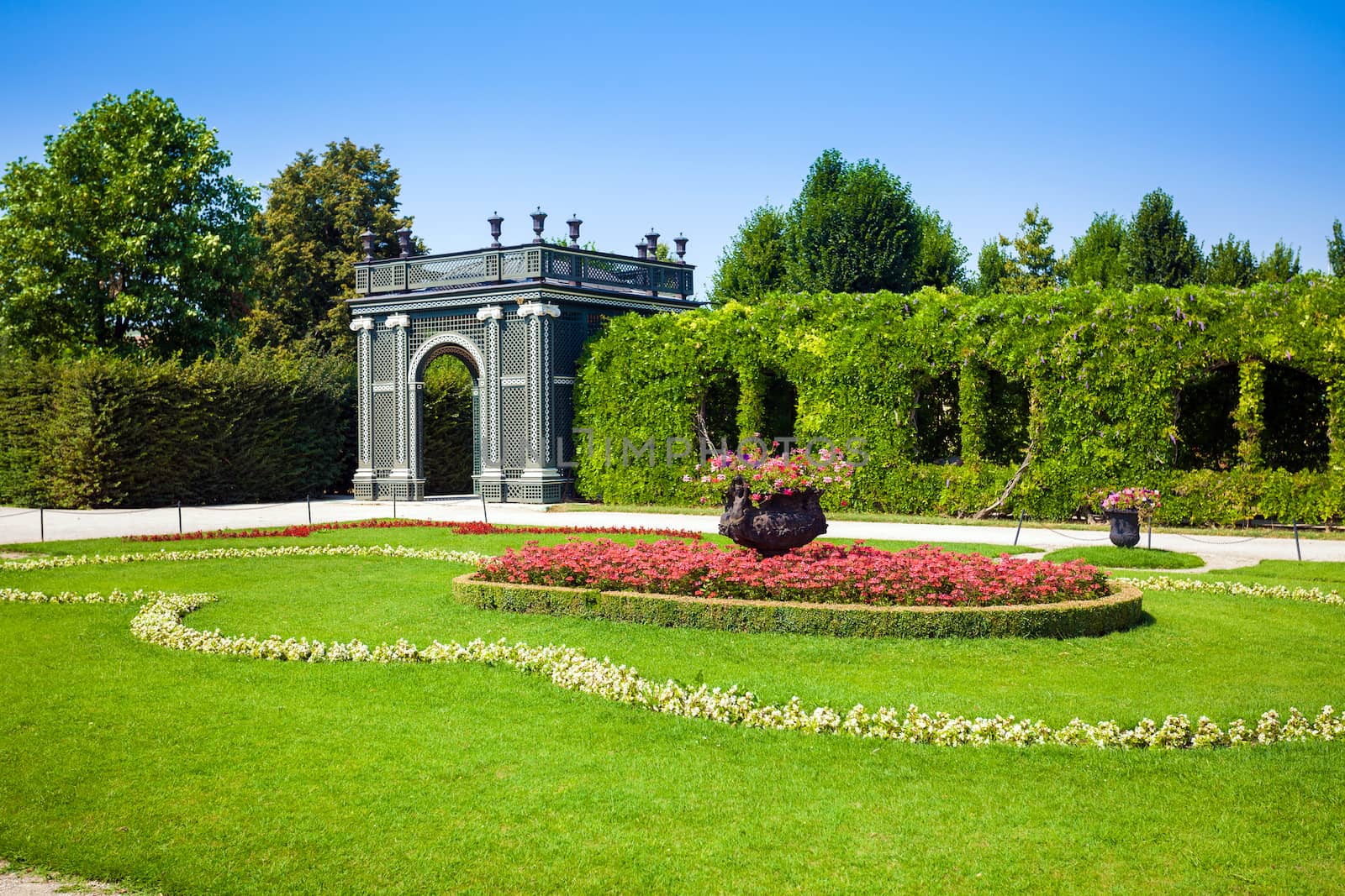 VIENNA, AUSTRIA - AUGUST 4, 2013: Gazebo inside a floral garden on August 4, 2013 in Vienna, Austria.