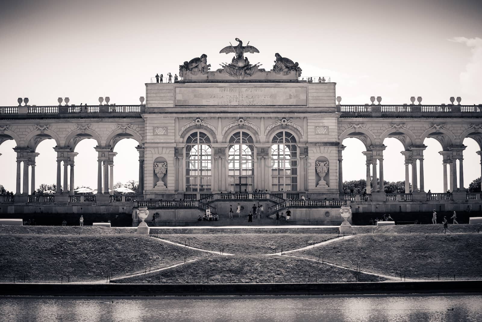 AUSTRIA, VIENNA - AUGUST 4, 2013: The Gloriette in Schoenbrunn Palace Garden, Vienna, Austria