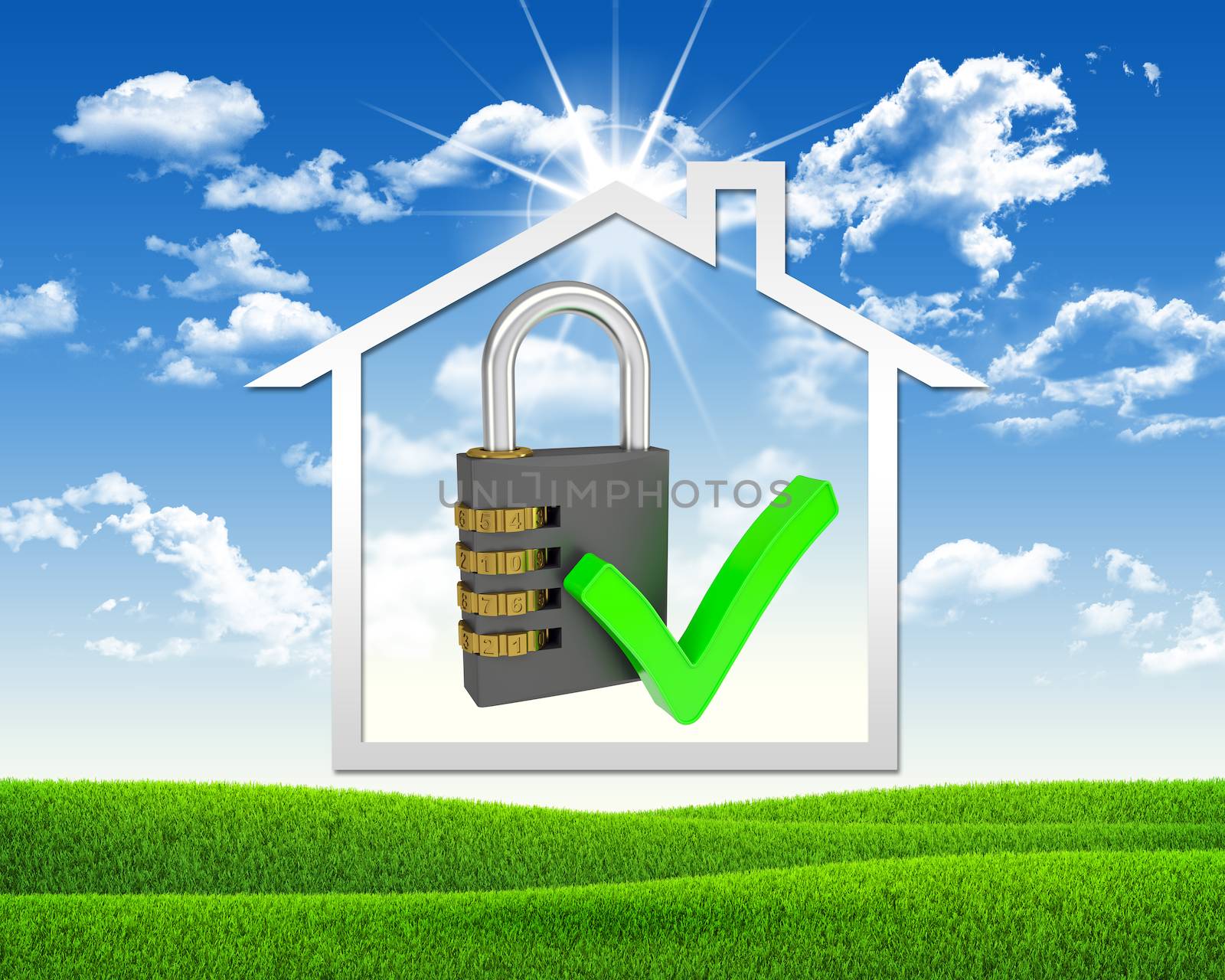 House icon and combination lock by cherezoff