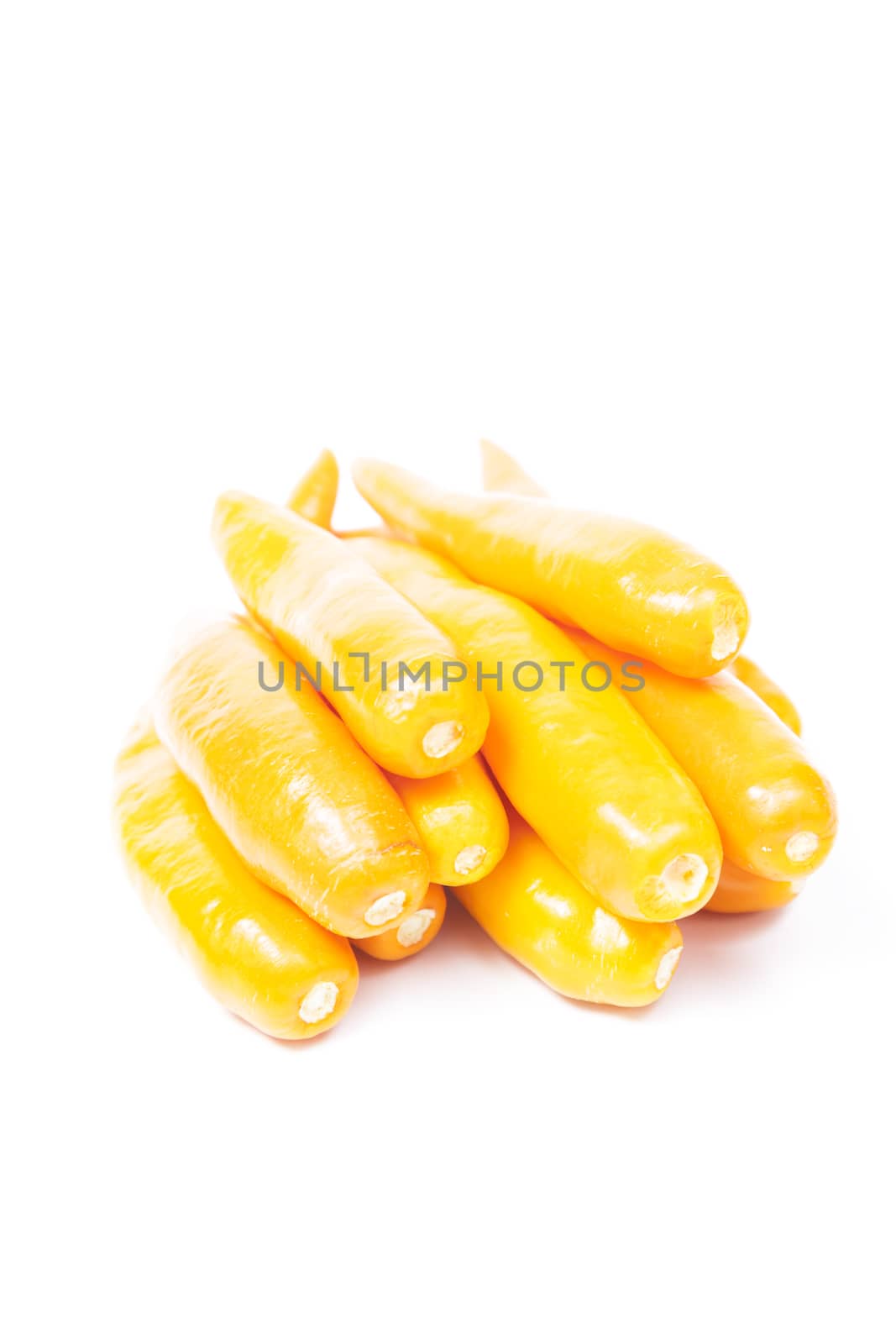 Sweet peppers on a white background taken in the studio.