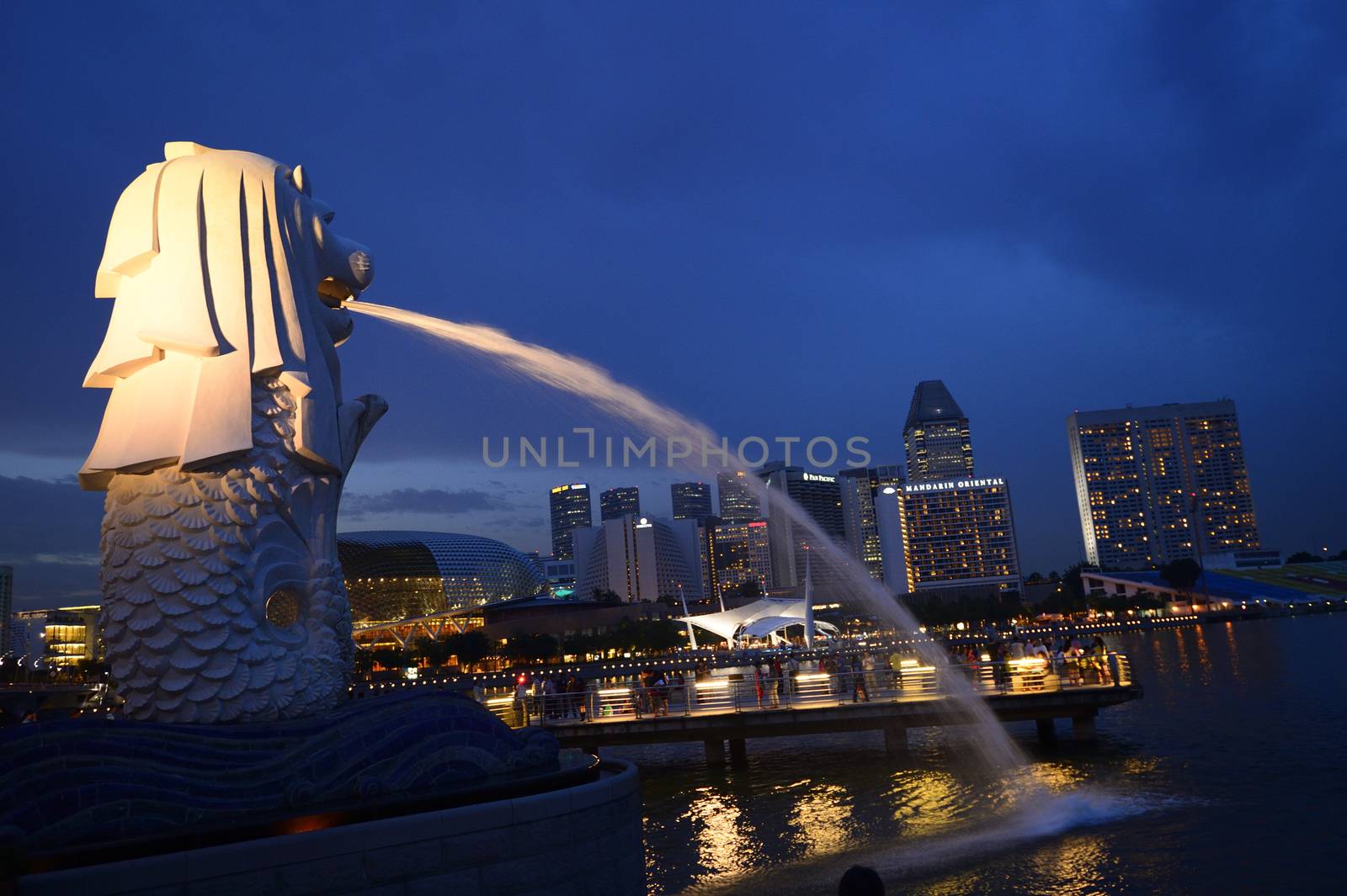 SINGAPORE-Apr 30:Th e Merlion fountain Apr 30, 2012 in Singapore by think4photop