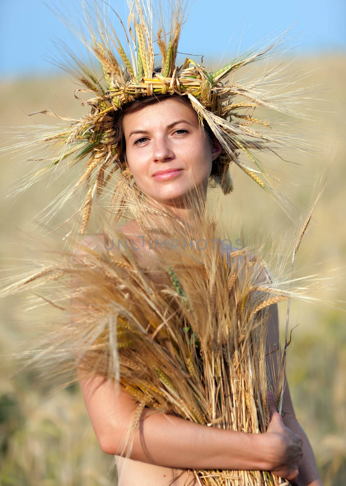 woman in field of wheat