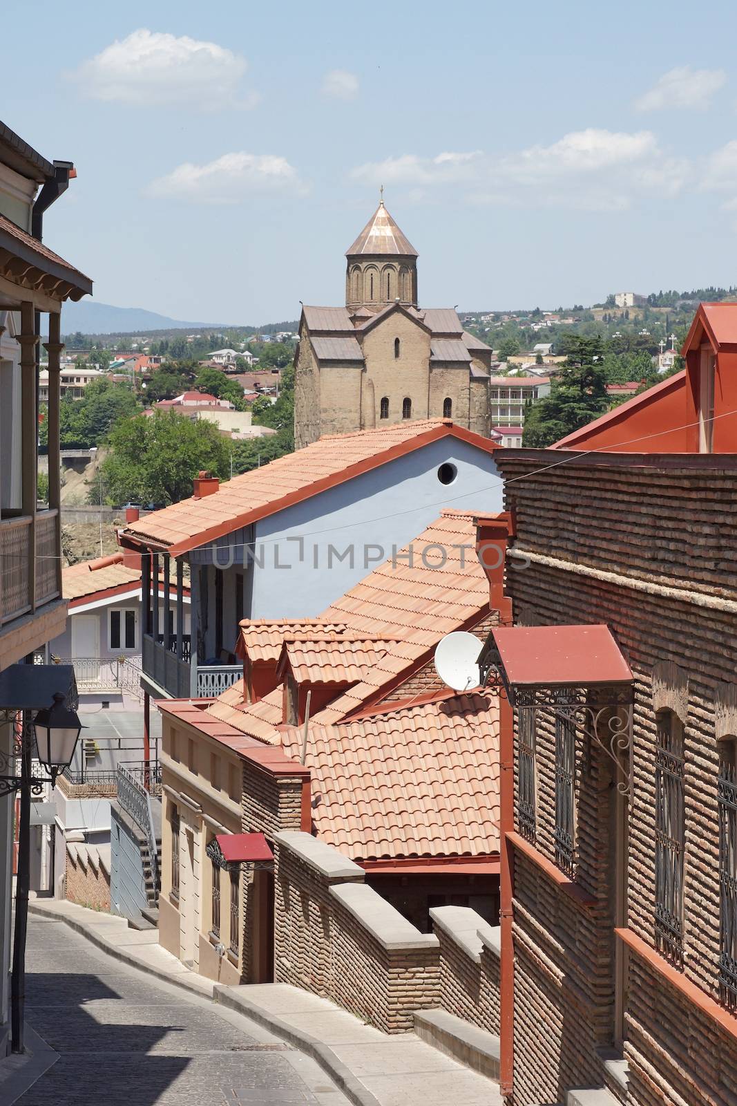 Abanotubani Quarter with Metechi Church in the background, Tbilisi, Georgia, Europe