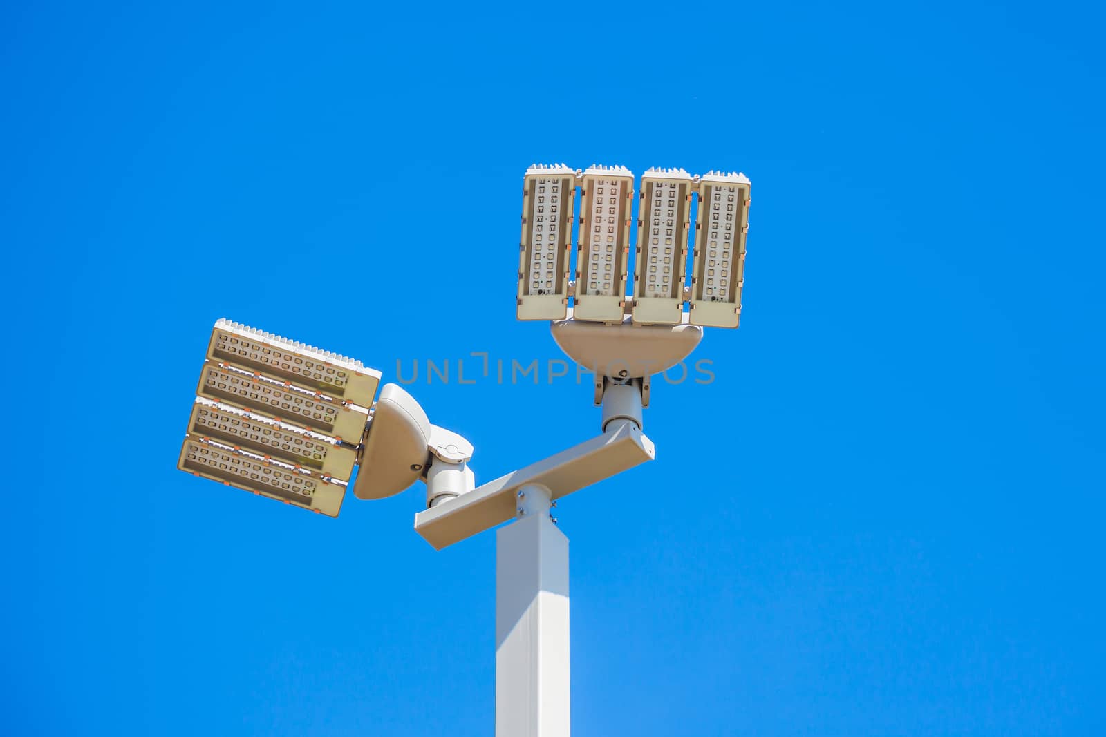 LED street lamps post on white background