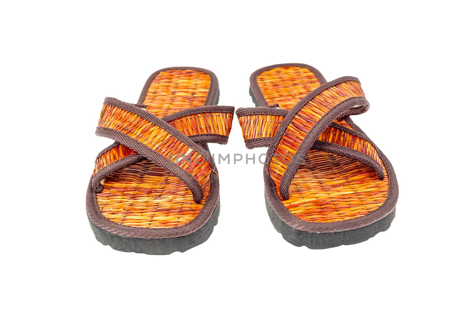 flip flop sandals beach shoes on white background