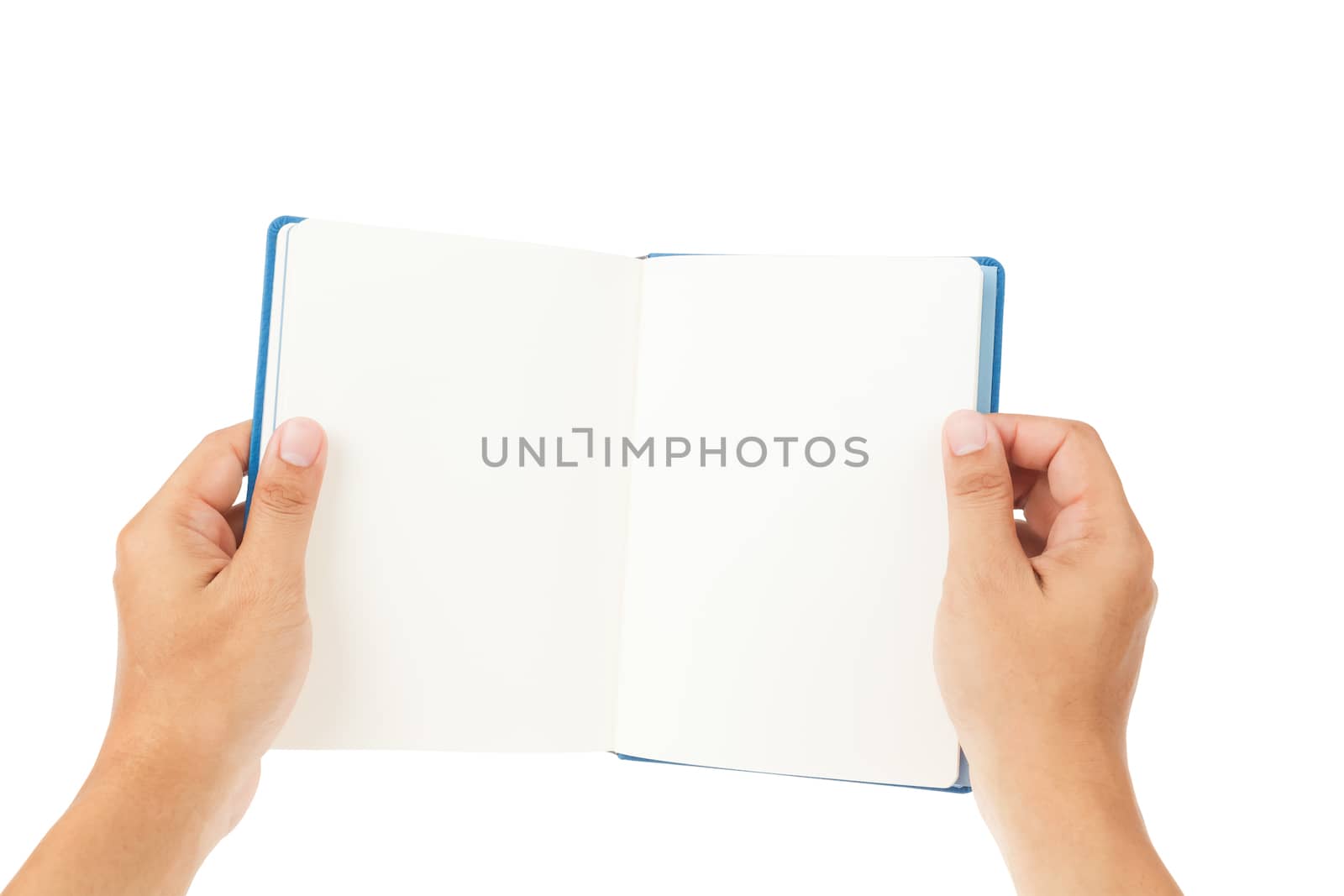 Open Book and hand on white background