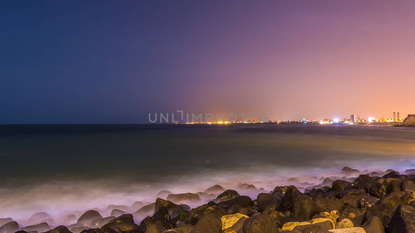 The beautiful waters of the Atlantic ocean with its rocky coastline near the City of Dakar in Senegal