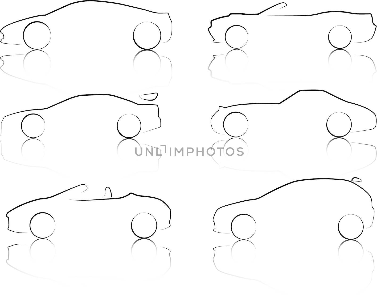 An Illustration of Outlines of Cars