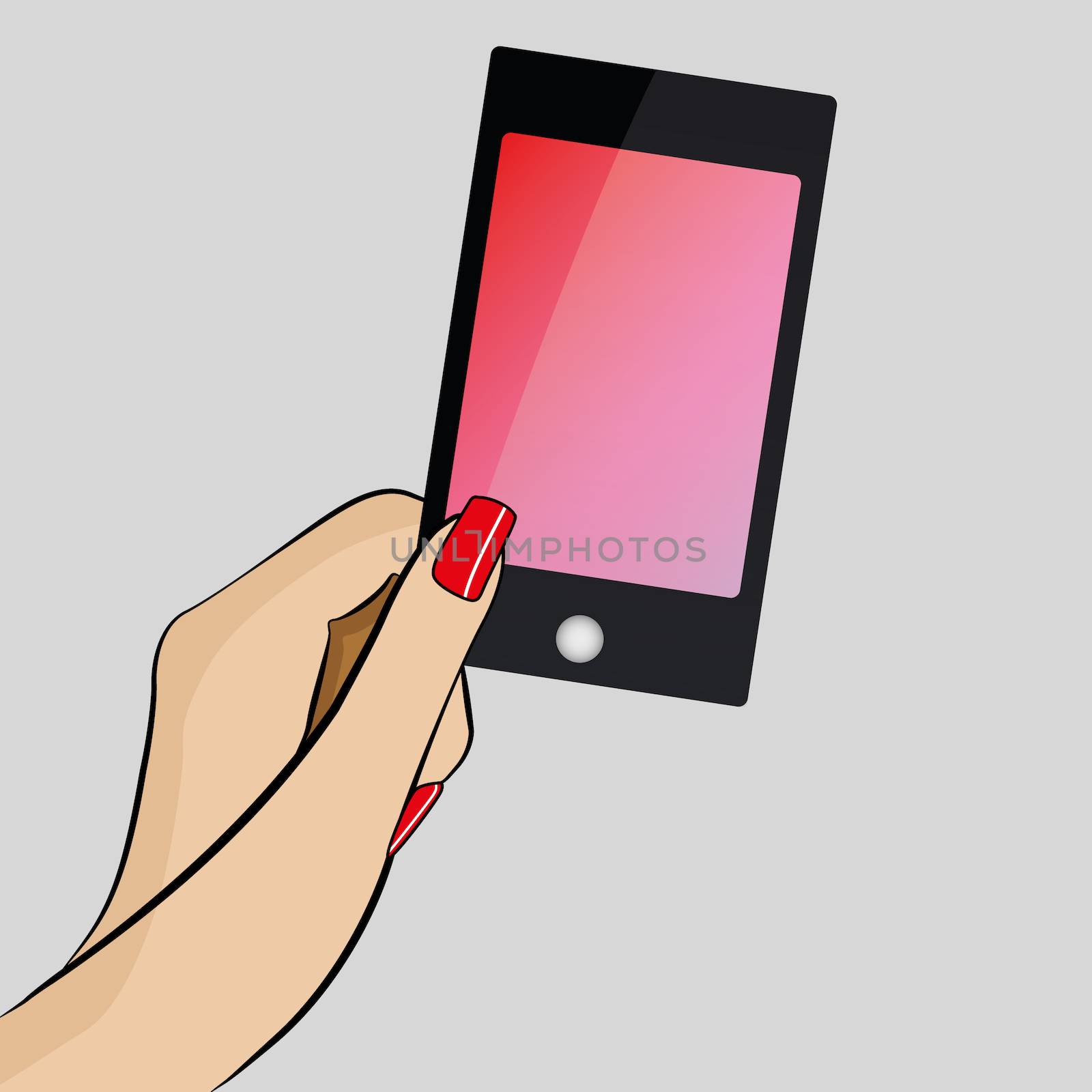 An Illustration of Womans hand holding a business card