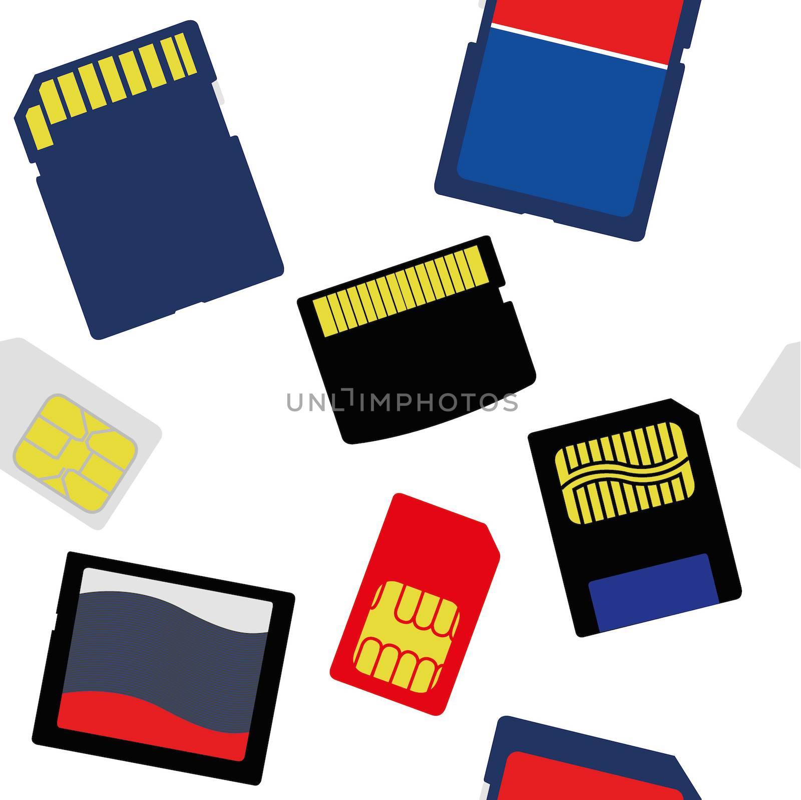 Illustration of Selection of Memory and SIM Cards by DragonEyeMedia