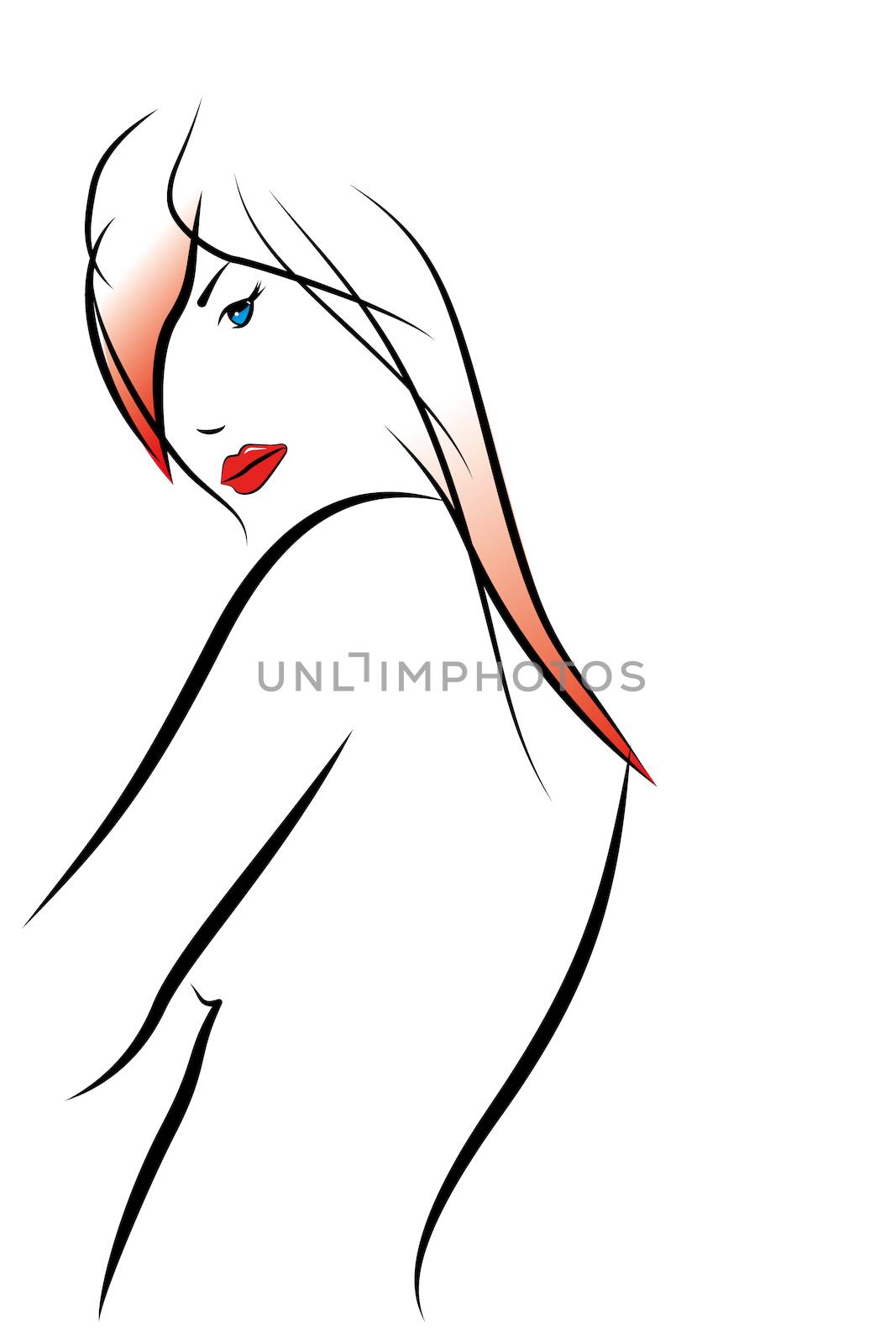 Illustration of Beautiful woman with Red Hair by DragonEyeMedia