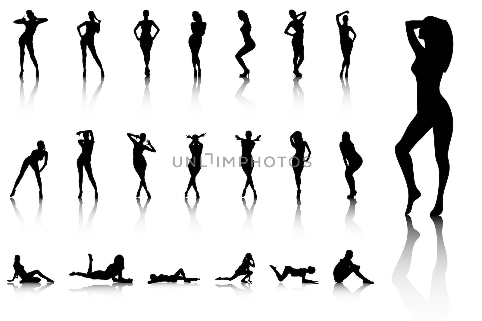 Illustration of Set of sexy women silhouettes by DragonEyeMedia