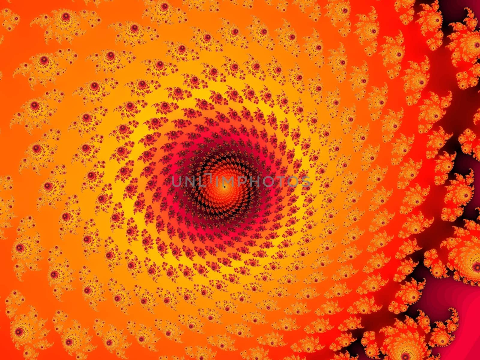 Digital computer graphic - rendering. Patterned fractal spiral in a bright colors for design.