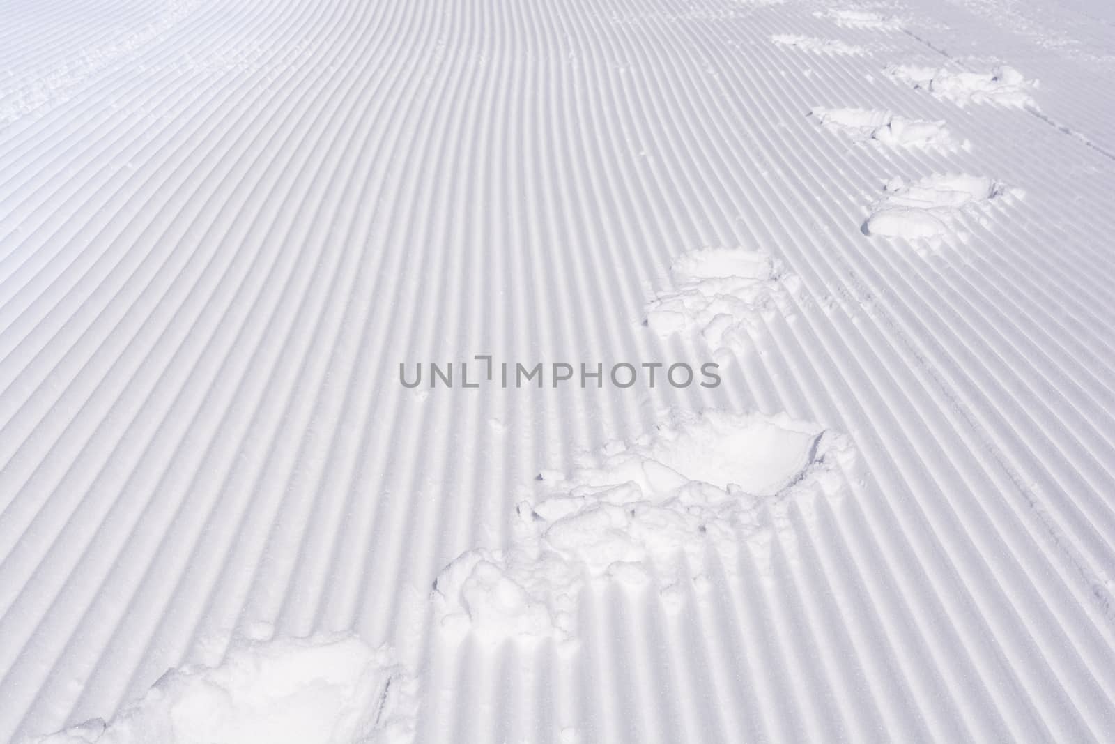 Footsteps on the snow at Falls Creek snow trip Australia