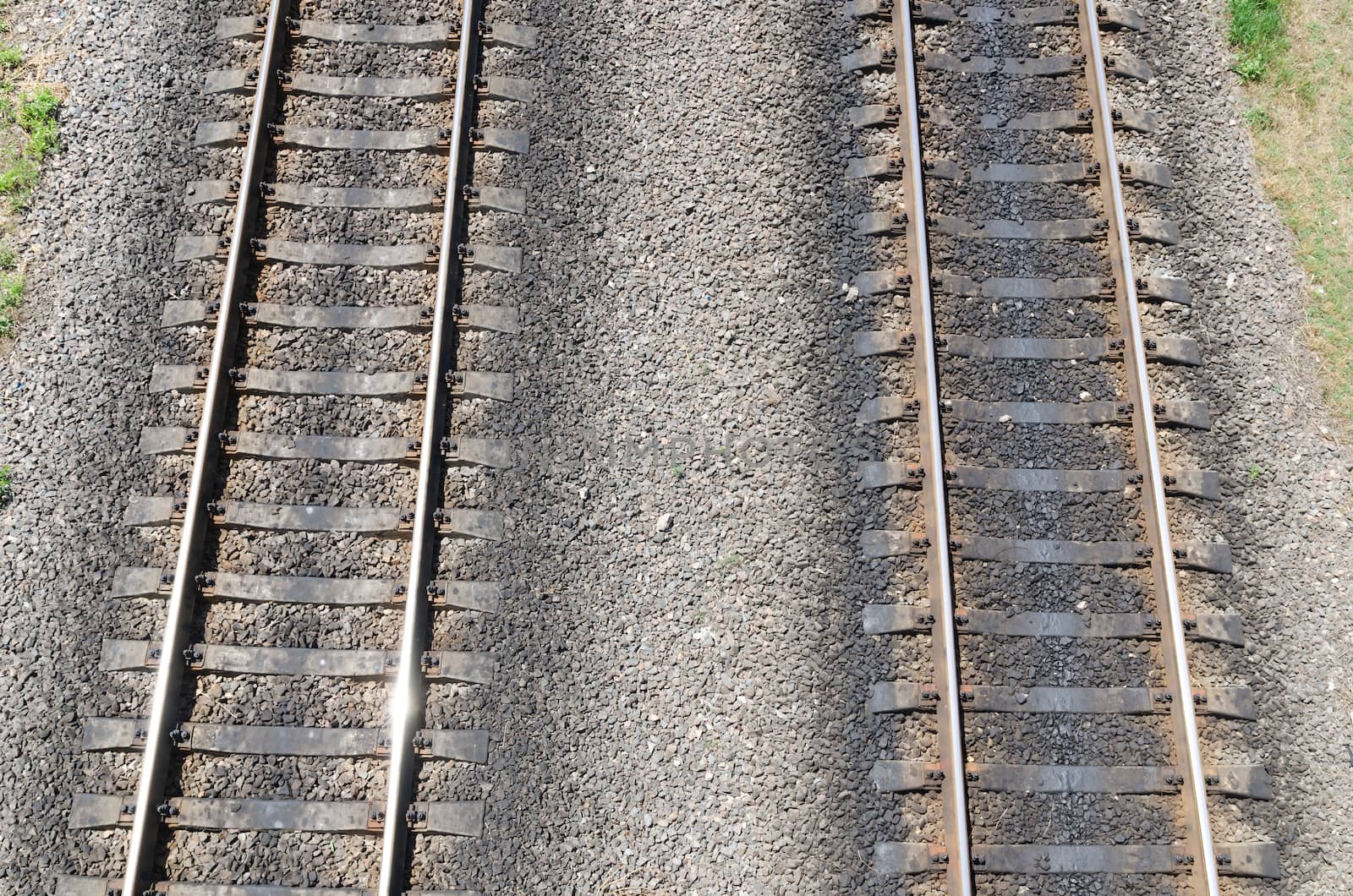 two parallel railroads. aerial view by mycola