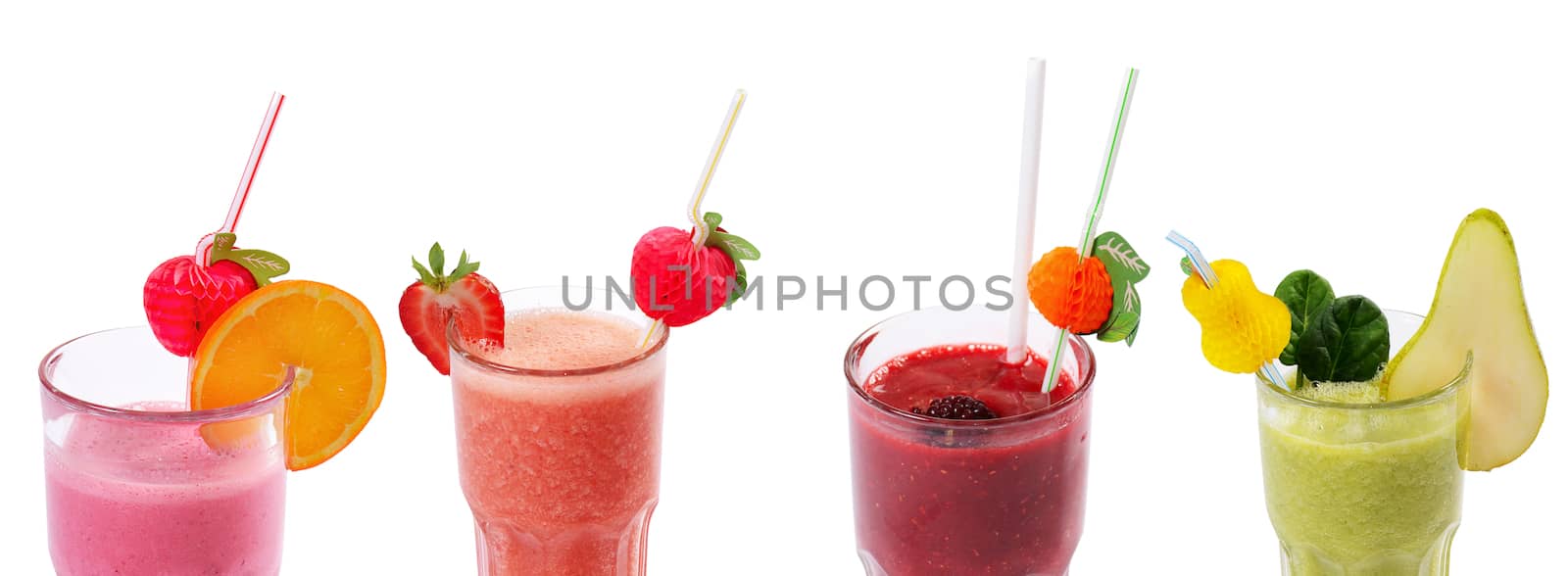 Freshening strawberry smoothie  isolated on white background