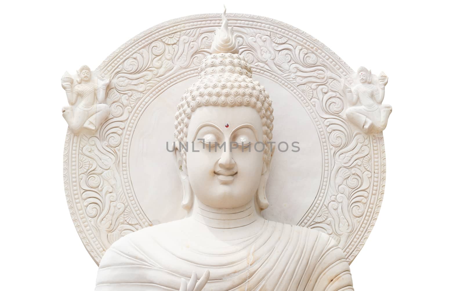 White buddha status isolated on white background