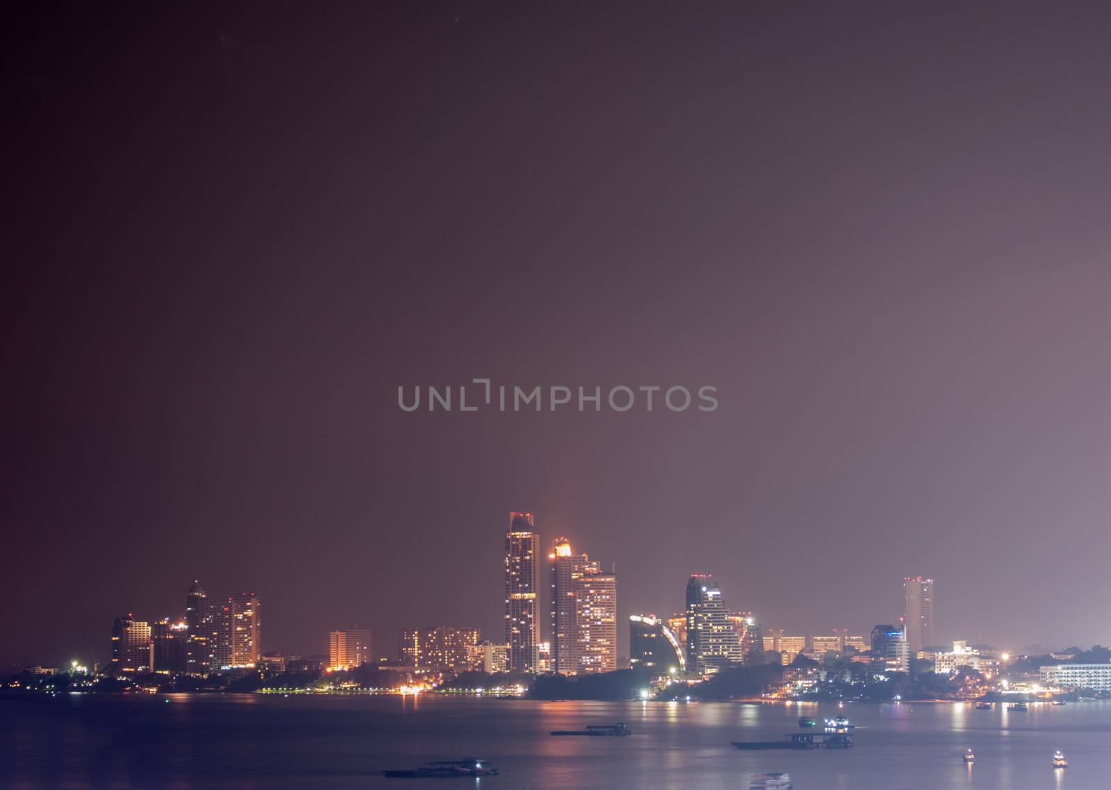 Building skyline at Night Lights, Pattaya City