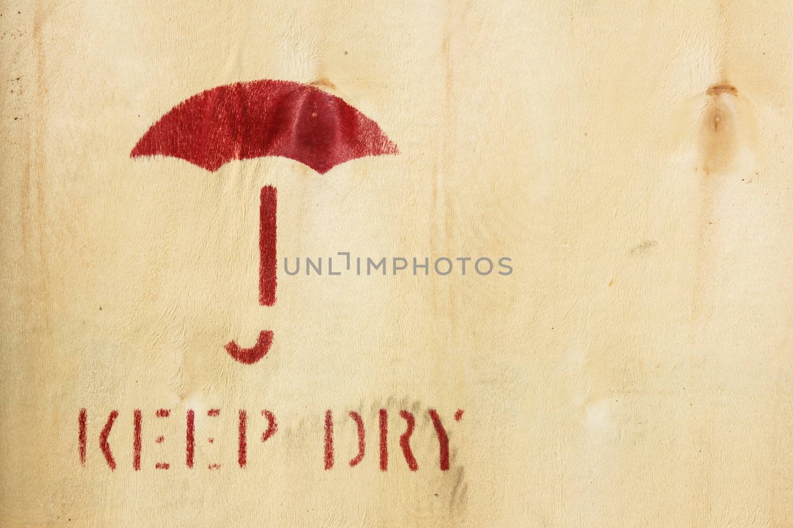 Umbrella symbol on box - Keep Dry Sign by vitawin