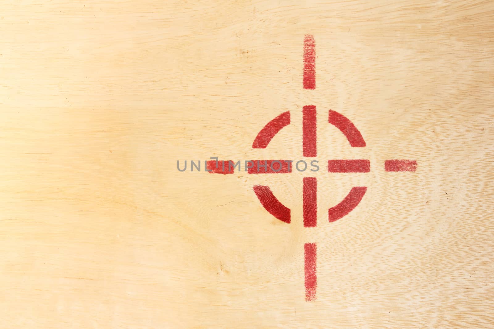 Target symbol on wood and space