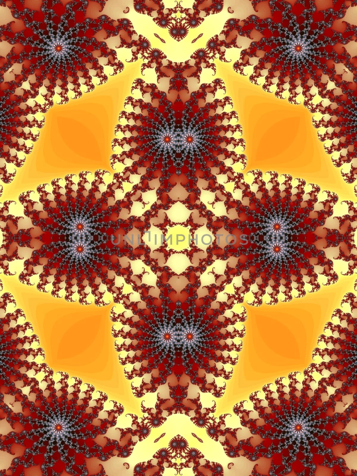 Digital computer graphic - patterned fractal ornament in a brown colors for design.