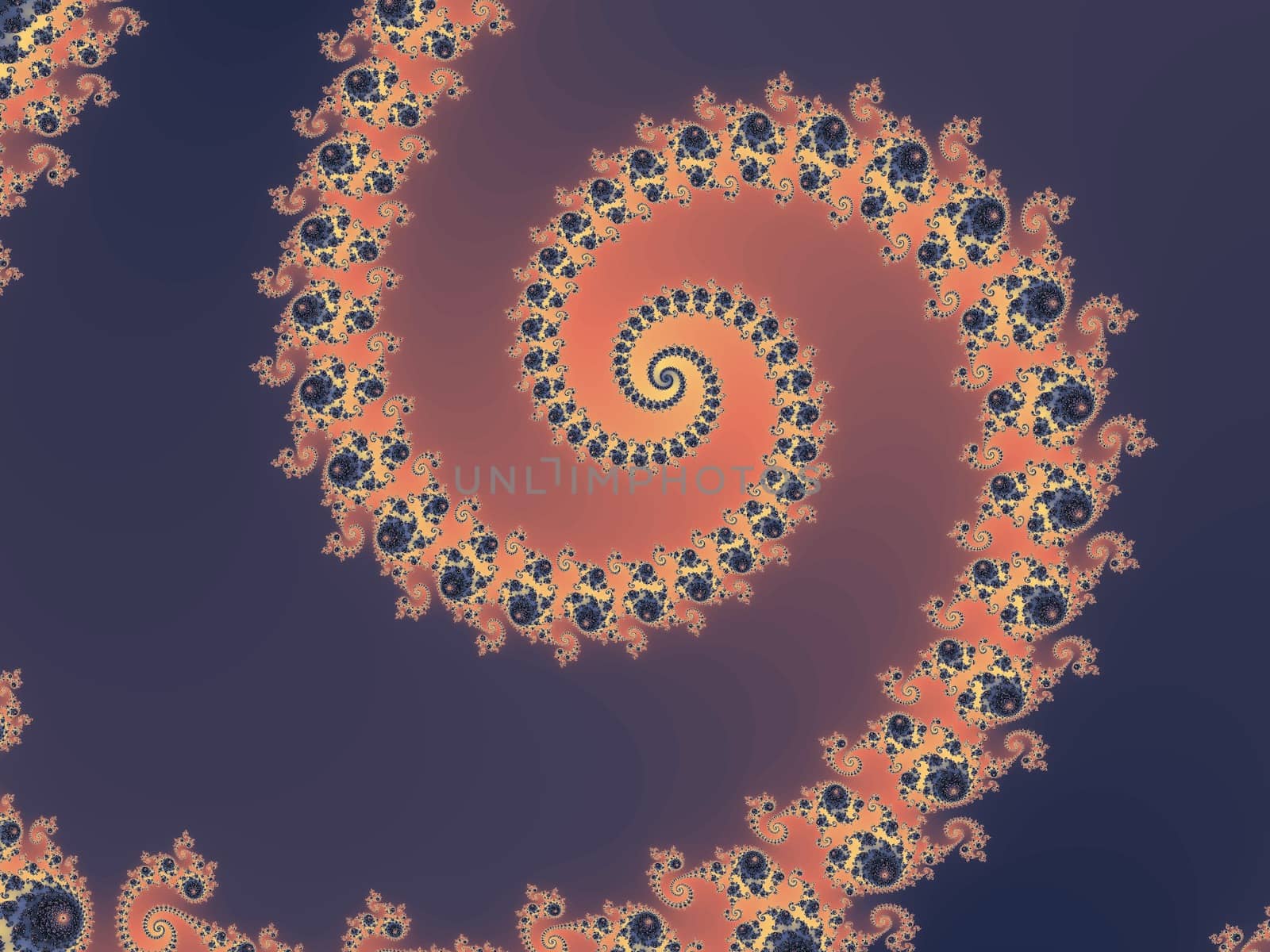 Digital computer graphic - rendering. Decorative fractal spiral in a purple colors for design.