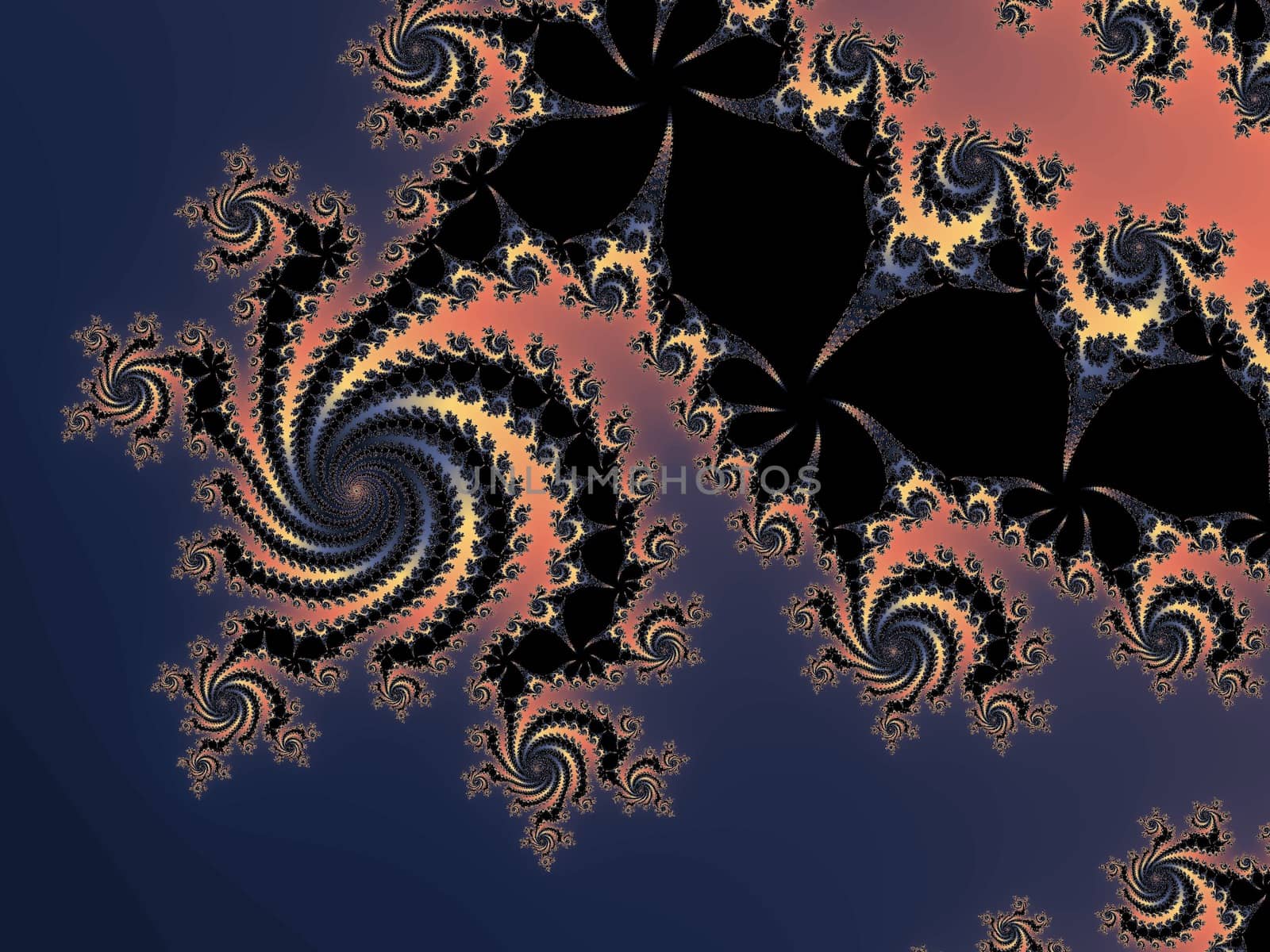 Digital computer graphic - rendering. Patterned fractal background in a dark colors for design.