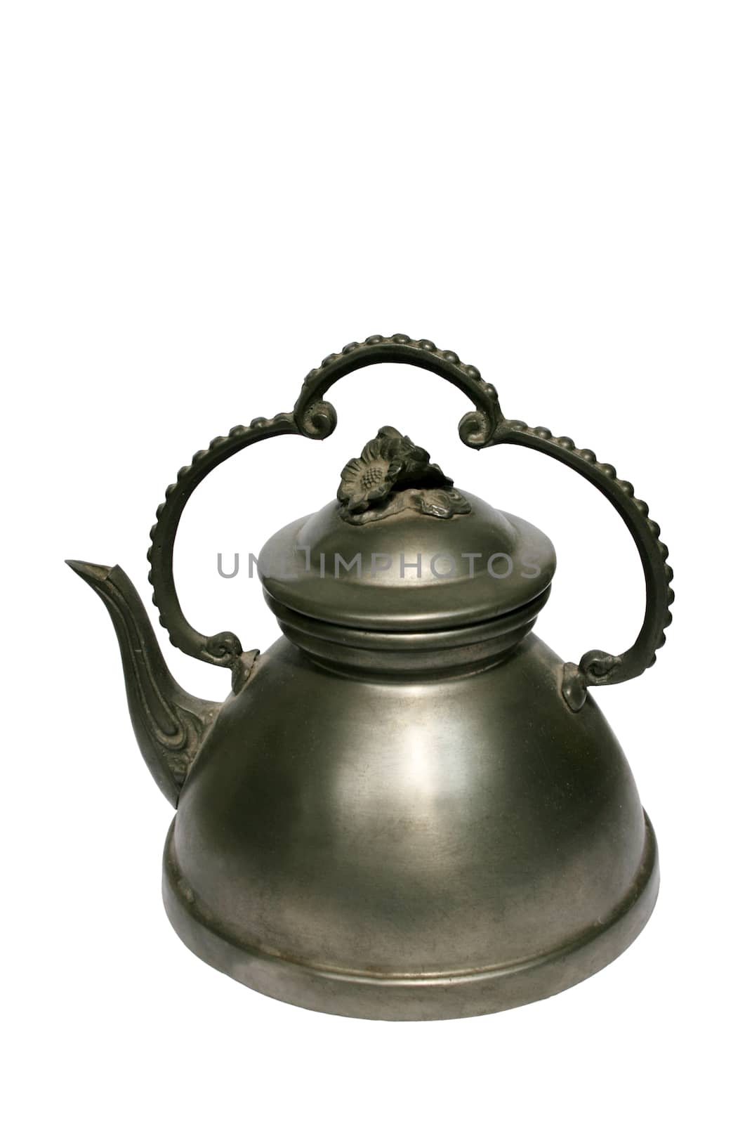 Traditional antique teapot at the white background