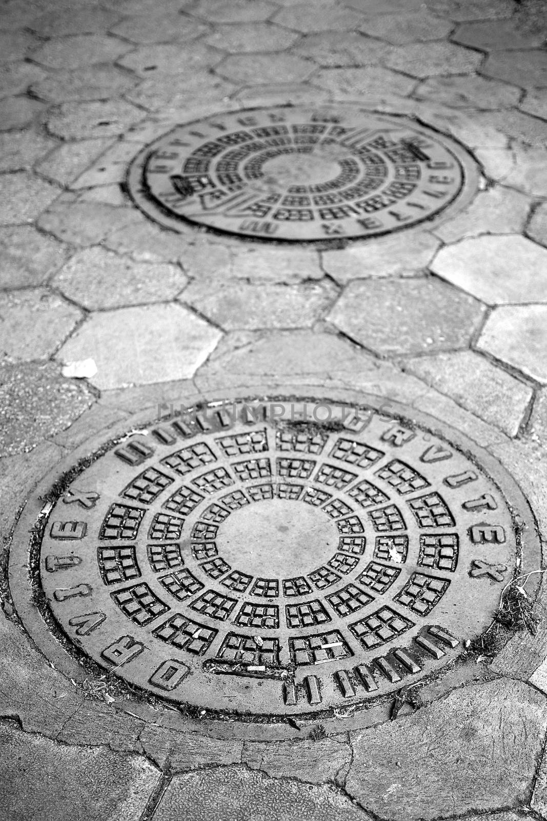 Streets and sidewalks have many interesting patterns and lines 