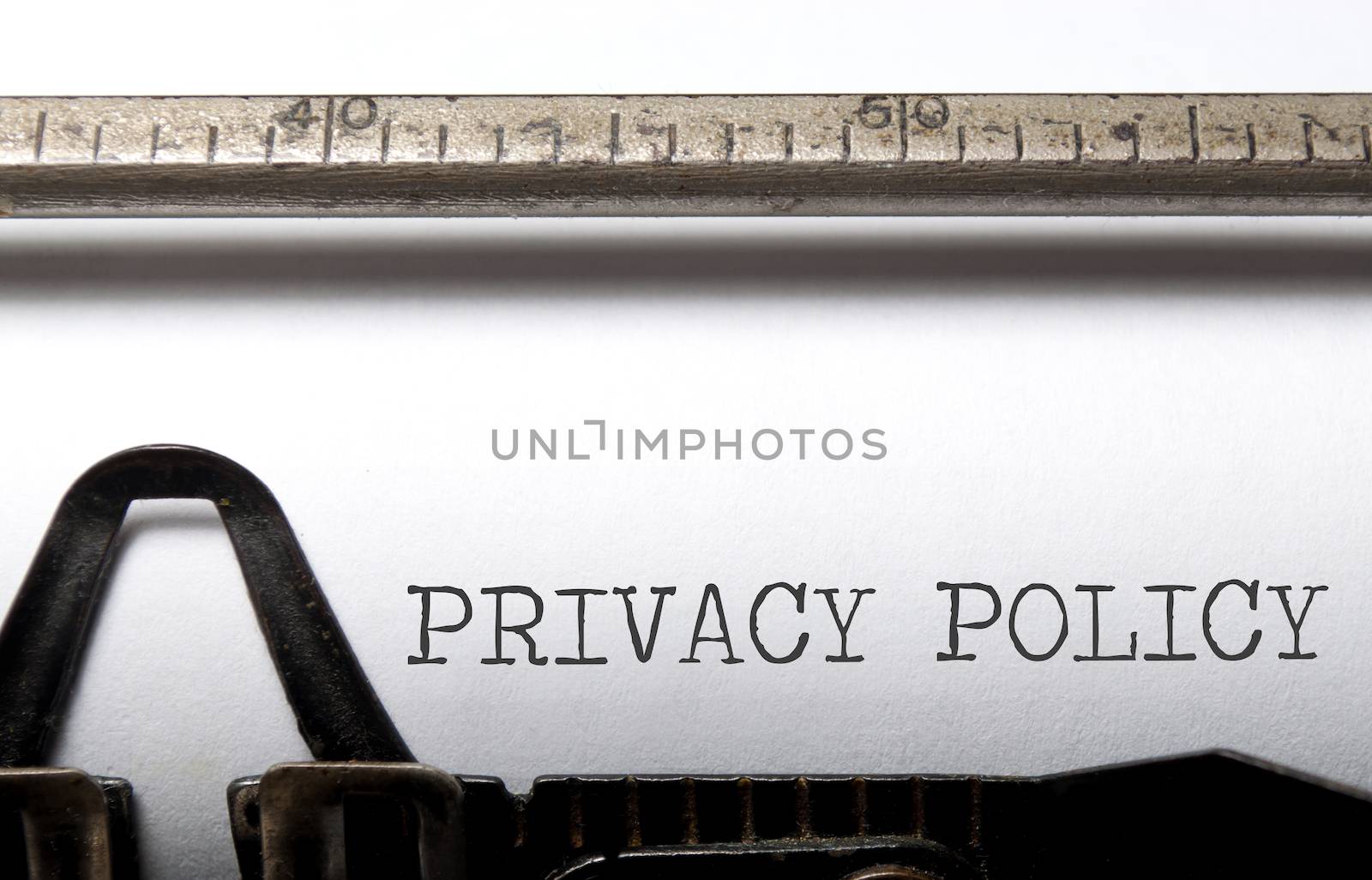 Privacy policy heading printed on a vintage typewriter 