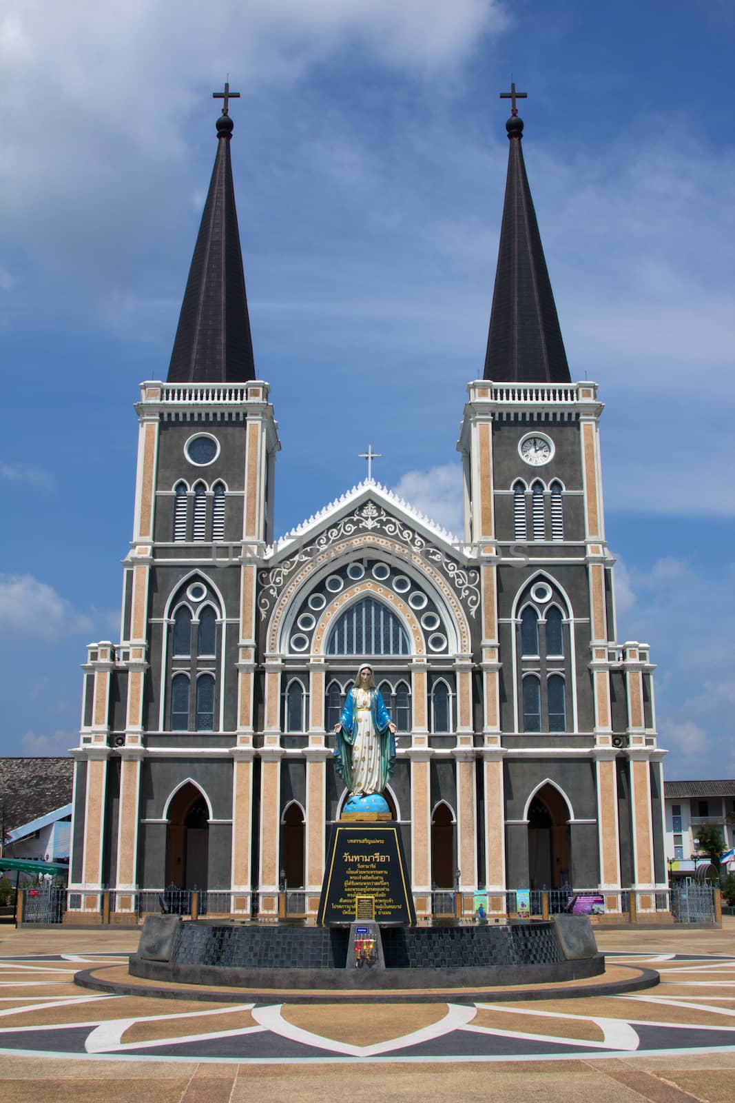 Church with blue sky at Chanthaburi in Thailand