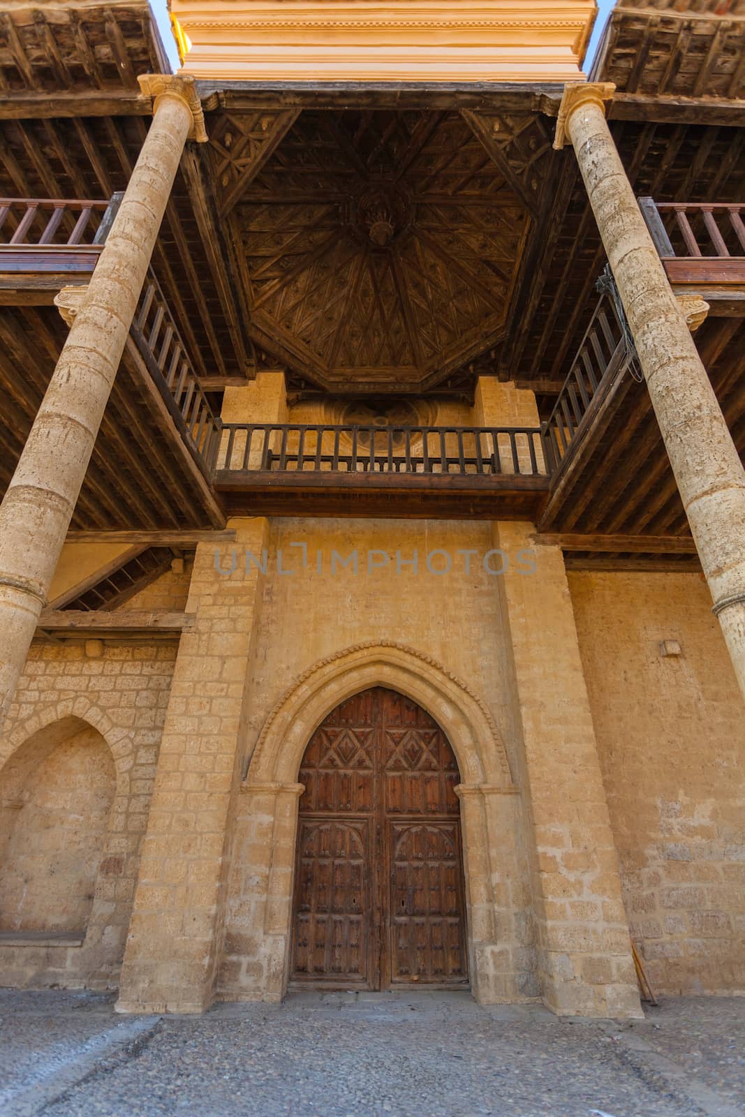 Entrance door of Santa Maria Church in the village of Becerril de Campos province of Palencia, Spain. It is also a pictorial museum with works of Pedro Berruguete.