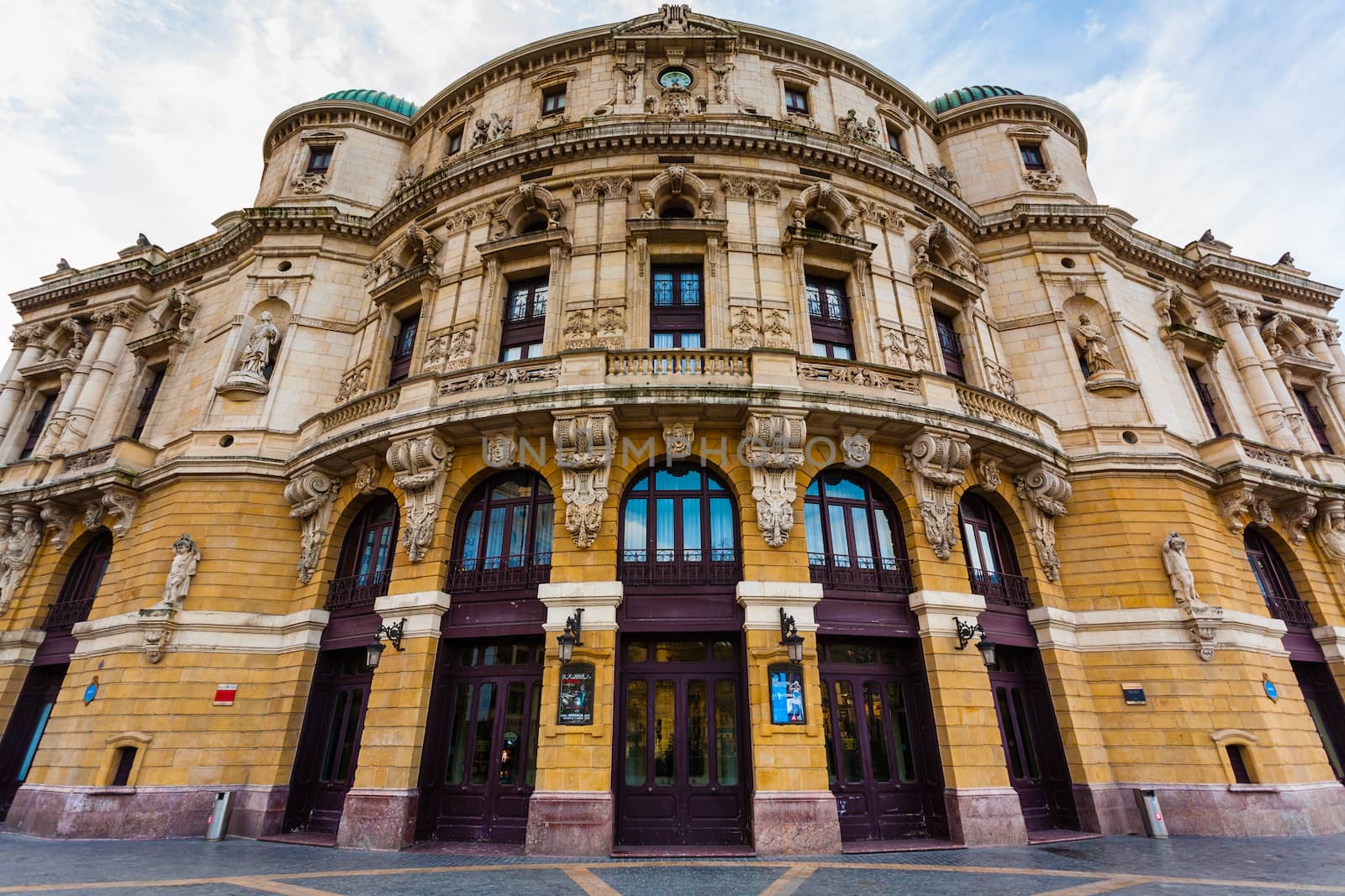 Panoramic main entrance full view  of Arriaga Theathre buinding in the city of Bilbao Basque Country Spain