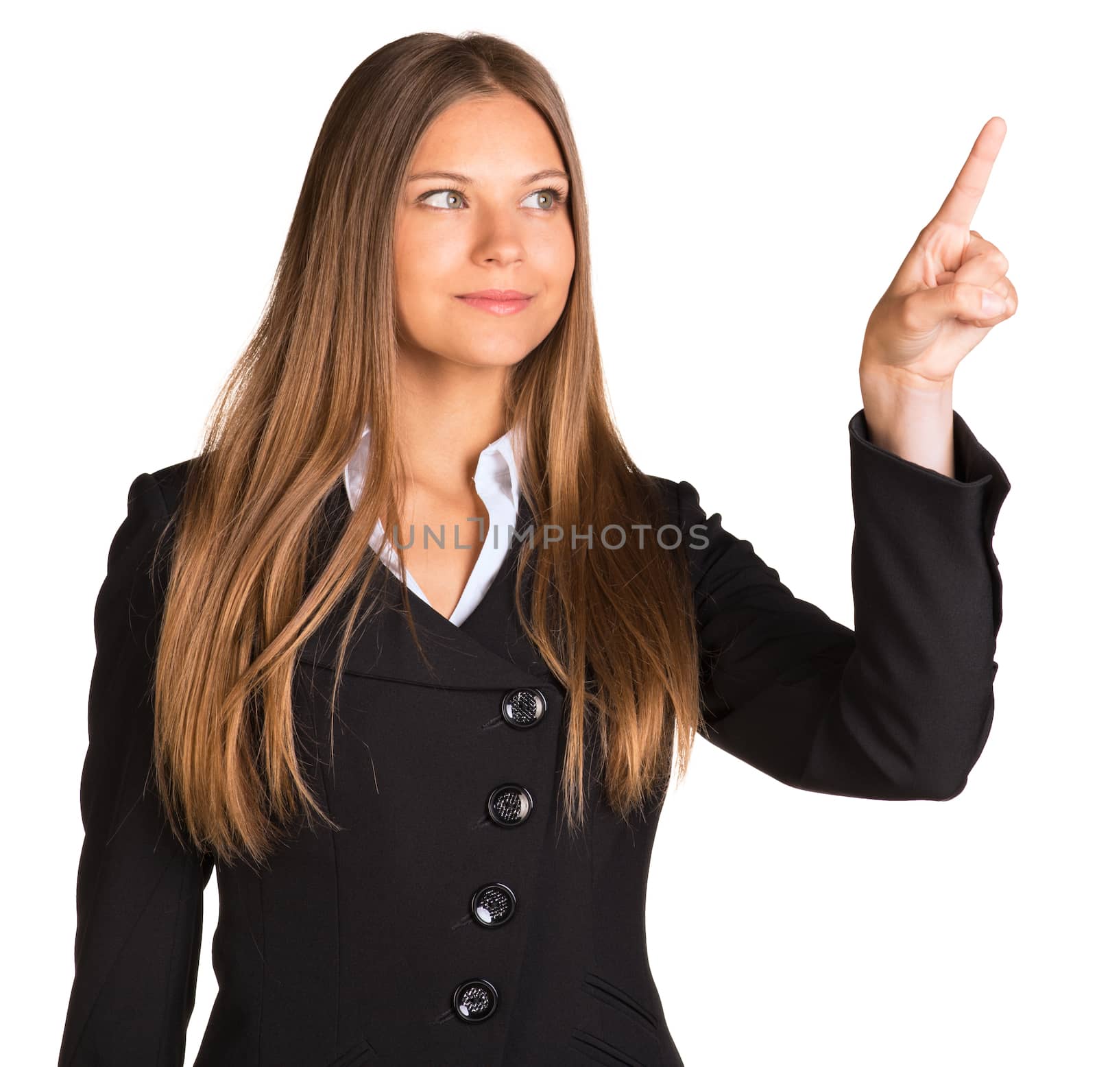 Businessman points finger up by cherezoff