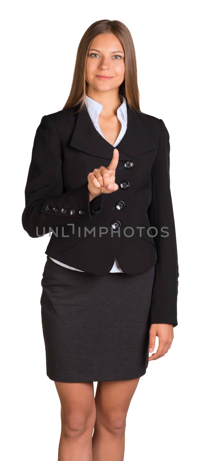 Businesswoman pointing her finger forward by cherezoff