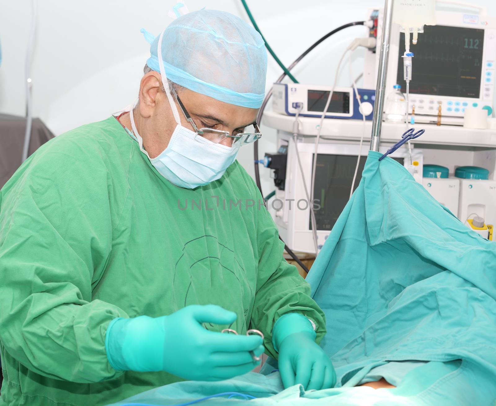 Doctor starting a surgery