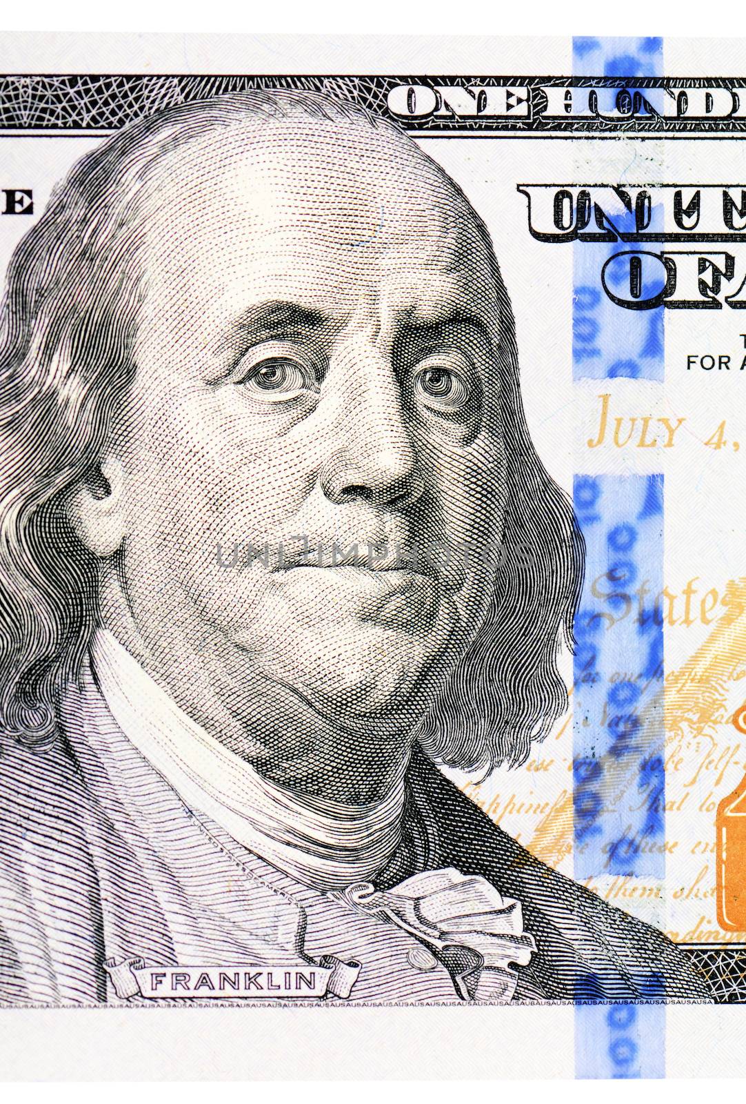 The face of Franklin the dollar bill