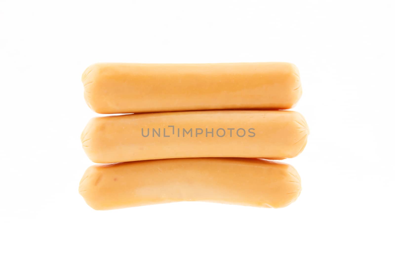 Three sausage on white background by vitawin