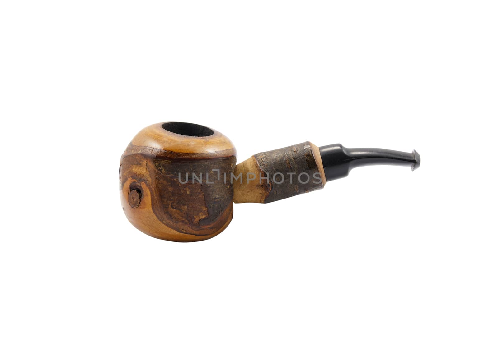 Brown tobacco pipe isolated on white background