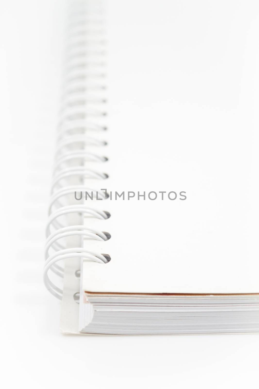 Spiral  white notebook isolated on white background, stock photo