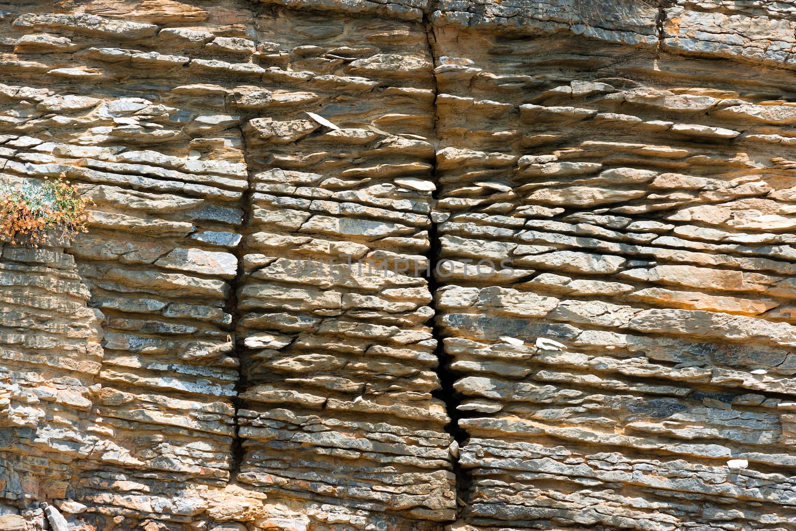 Detail of stratified rock on the island of Palmaria in the Gulf of Poets in Liguria Italy - excellent background