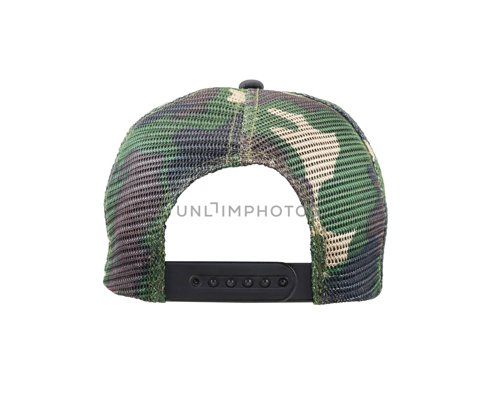Back view of camouflage cap Isolated on a white background