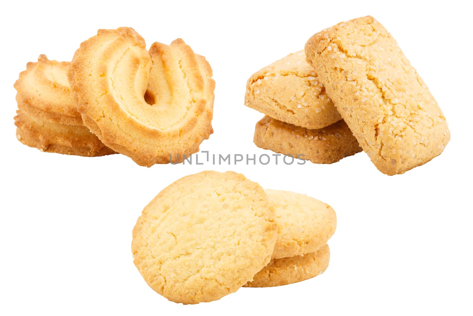Set of butter cookies isolated on white background by vitawin