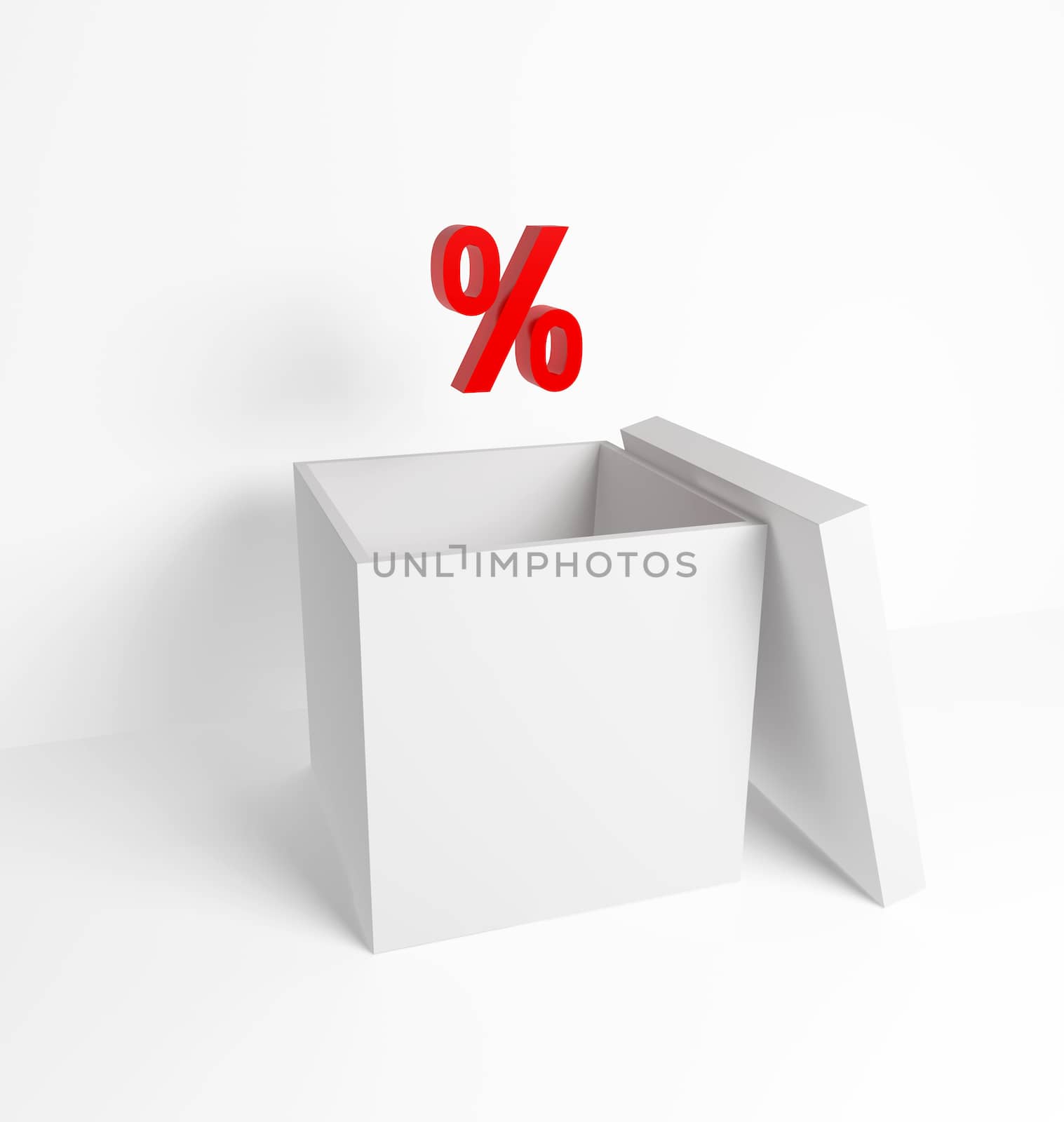 white box with red percent