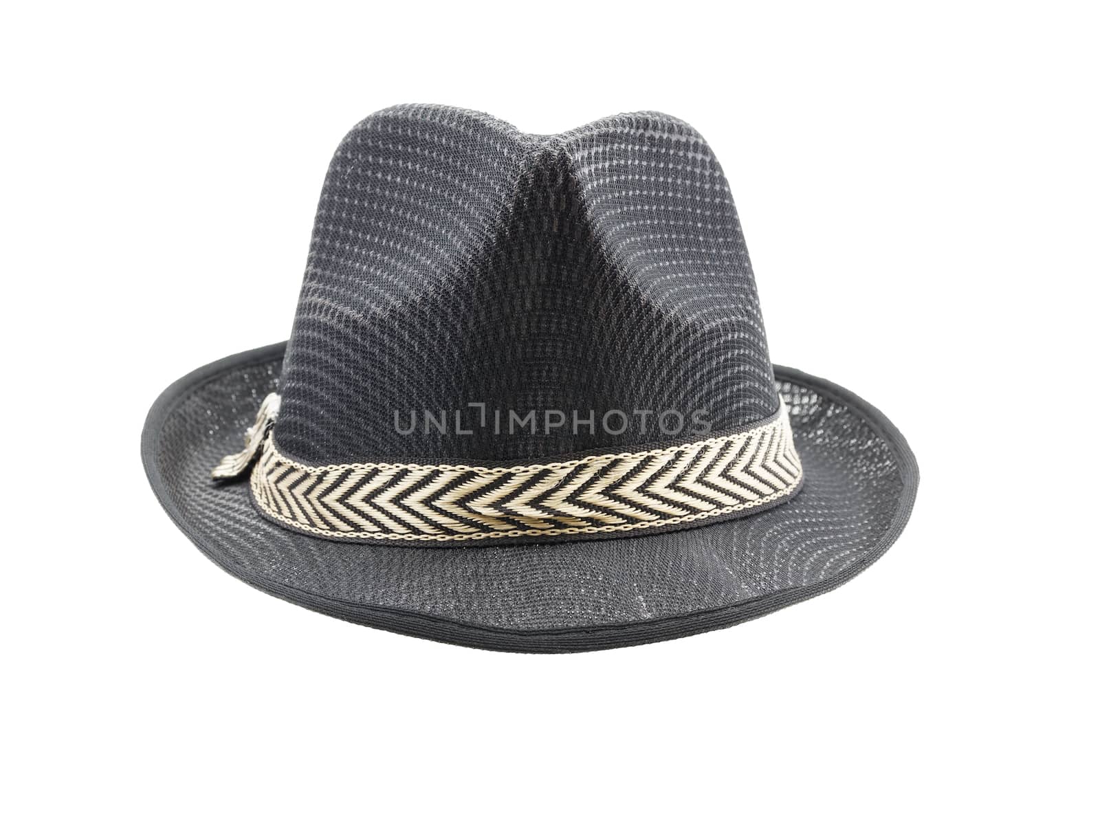 Black fedora hat isolated on white background