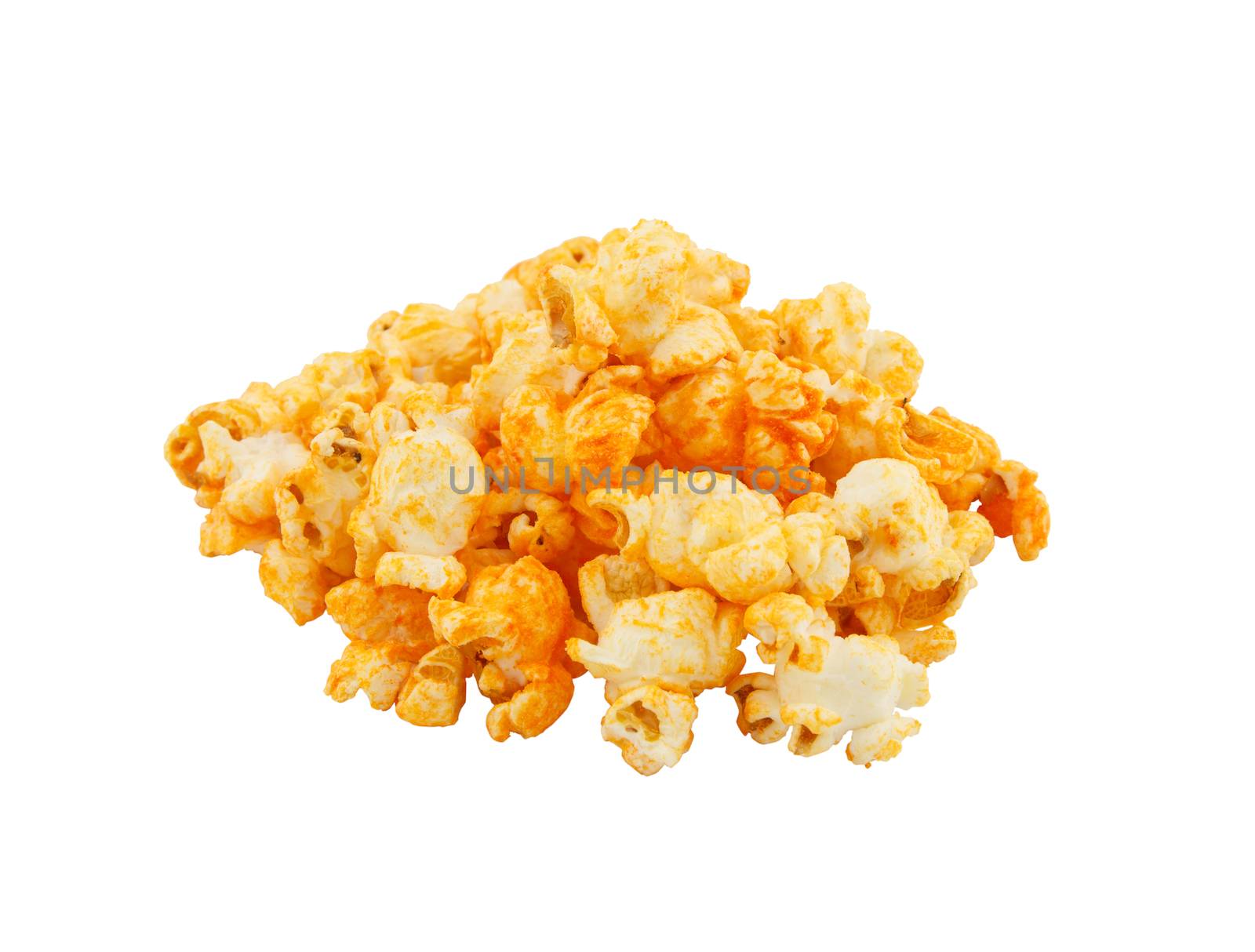 Cheese popcorn on white background by vitawin
