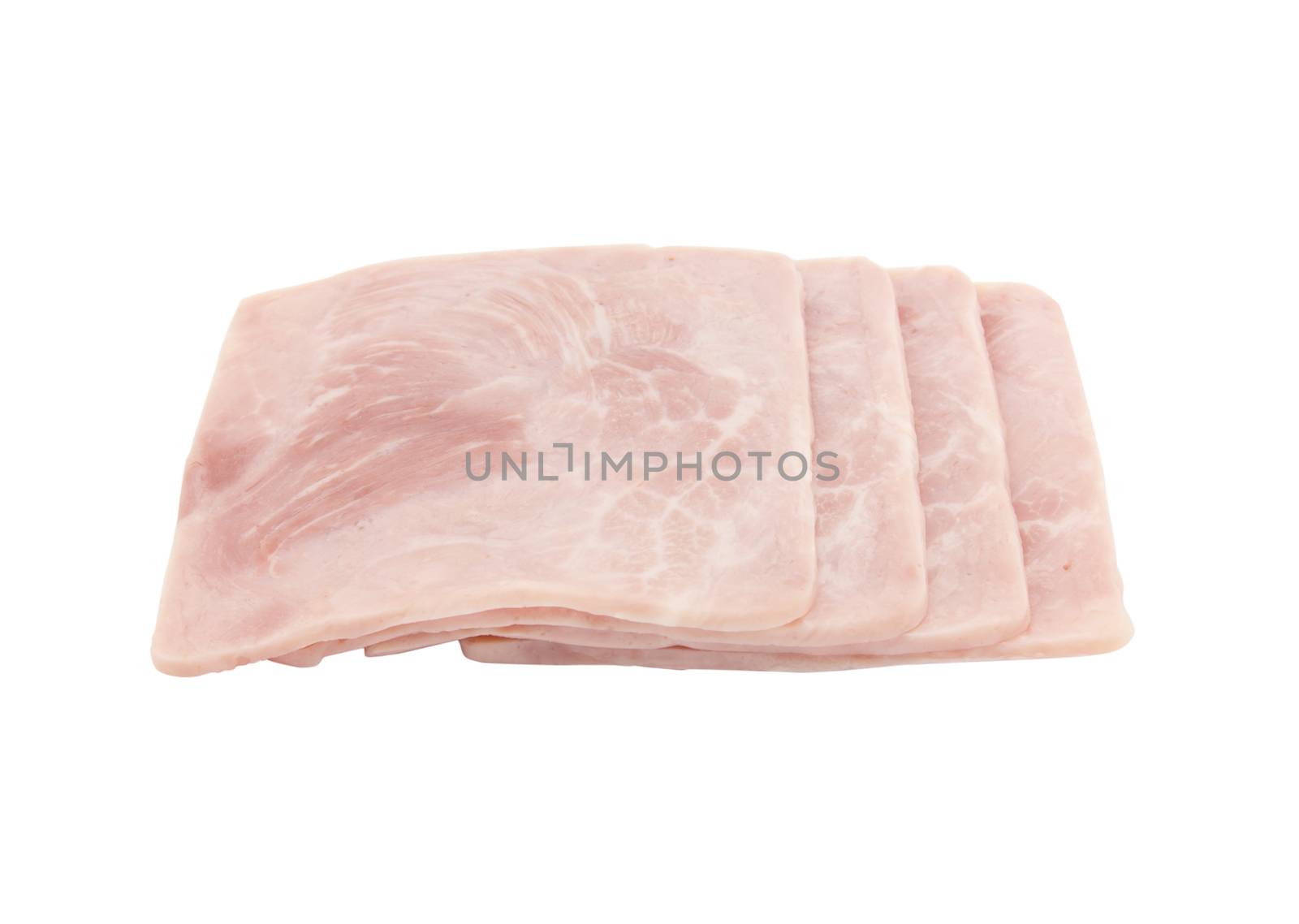 Slices of ham isolated on a white background