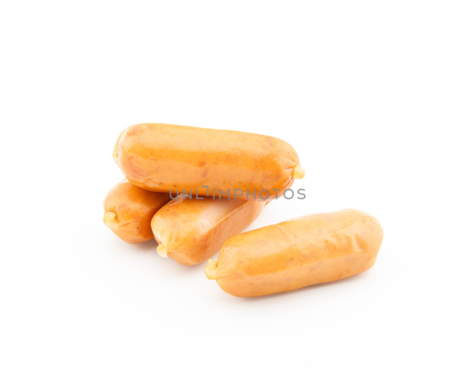 Cocktail sausages on white background by vitawin