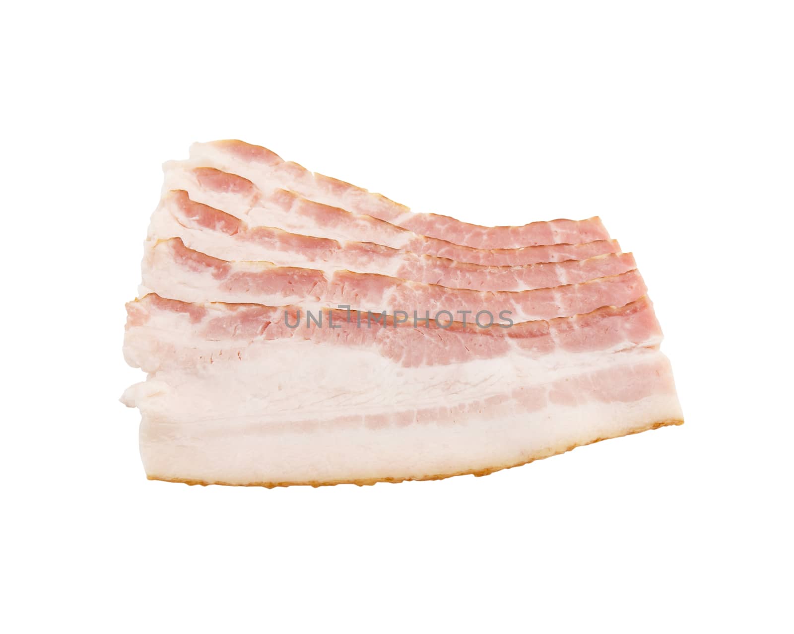 Raw bacon isolated on a white background by vitawin